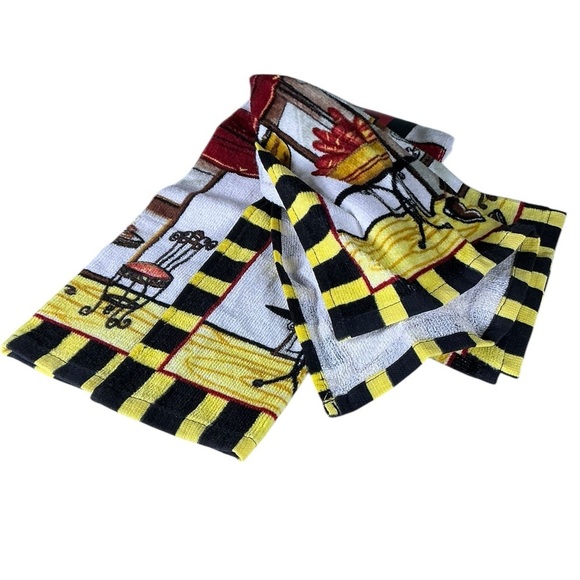 VIP Chef KitchenTowel Set Absorbent Cotton 2 Pieces Yellow Black 15 x 25 Inch - Picture 6 of 16